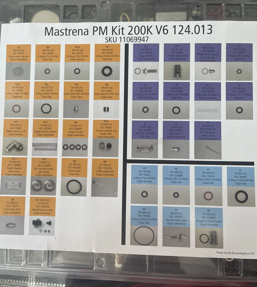 Bunn 40500.1922 MASTRENA PM KIT 200K V6 124.013 NEW sku 11069947 FREE SHIPPING