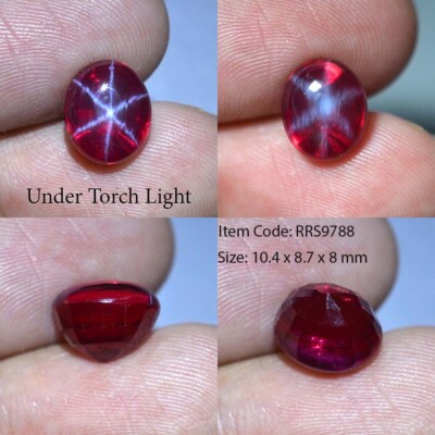6.65 Ct 10.4x8.7 MM Ruby Star Sapphire 6 Rays Lab Created Corundum VDO RRS9788