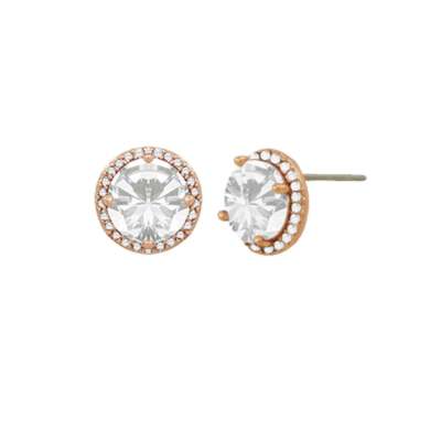 Ohrstecker funkelnd Zirkonia roségoldfarben