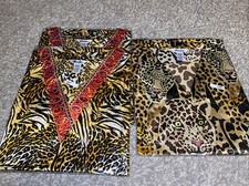 Image of Lot of 3 WINLAR Mixed Animal Print V Neck Short Satin Kaftan-One Size Fits Most
