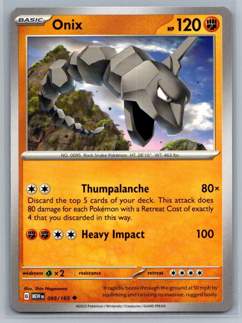 Onix 95/165 Scarlet & Violet 151 Uncommon Pokémon TCG 2023