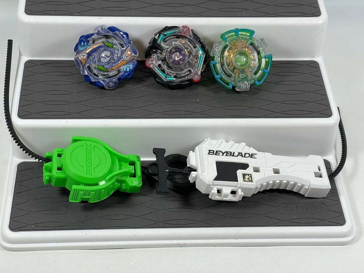 Beyblade Burst Lot Set of 3 Beys with 2 Launchers Rip Cords Fun