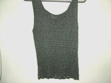 Maglione in pizzo grigio 10 12 principi, senza maniche, trasparente elegante