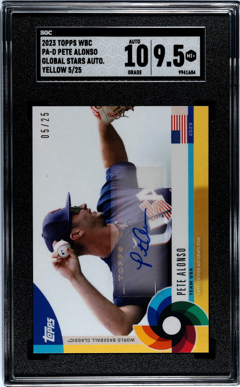 2023 Topps WBC Global Stars USA Pete Alonso Auto #PA-D 5/25 2023 Topps WBC Global Stars USA Pete Alonso Auto #PA-D 5/25