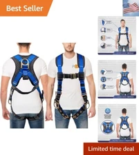 Full Body Harness with 5 Point Adjustment, Dorsal D-ring, Grommet Legs, Two S...