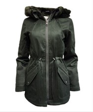 Hoodlamb Women's Deep Green Natural Hemp Hooded Warm Parka 420 Nwt