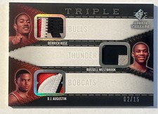 2008-09 SP Threads Triple Derrick Rose  Westbrook Rookie SICK PATCHES #2/15 🎆