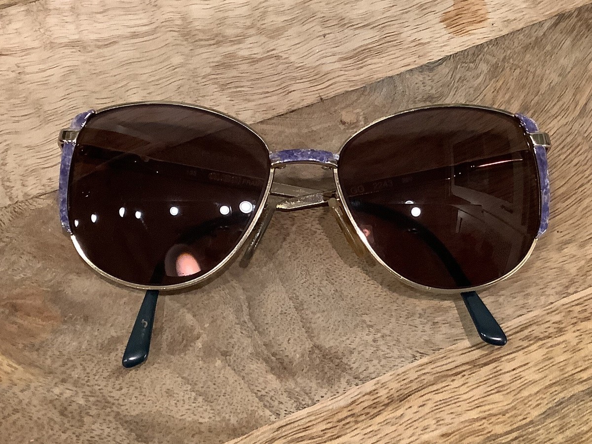 Vintage Gucci Blue Floral Metal Glasses Prescription Frames  display picture 2