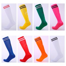 Non-slip Men Children Sport Football Soccer Long Socks Solid Knee High Bottom