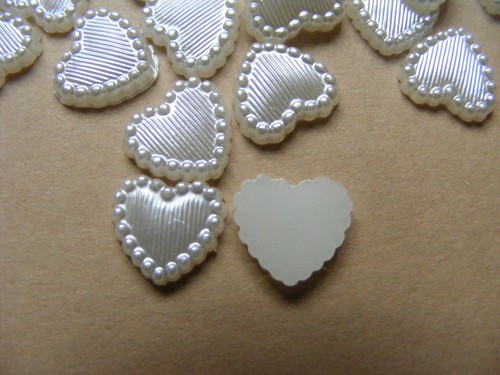 2 Packs of Paper Cellar Ivory Flat Backed Heart Pearls, 100 Hearts, BNIP, WHT016 - Picture 2 of 4