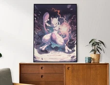 Mewtwo, Pokemon, Anime Poster, Printable Wall Art, Bedroom Wall Art
