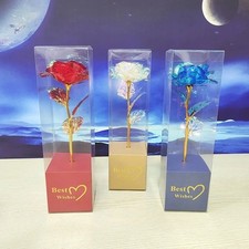 Galaxy Rose Eternal 24K Gold Flower Foil Plastic Artificial Roses Valentines Day