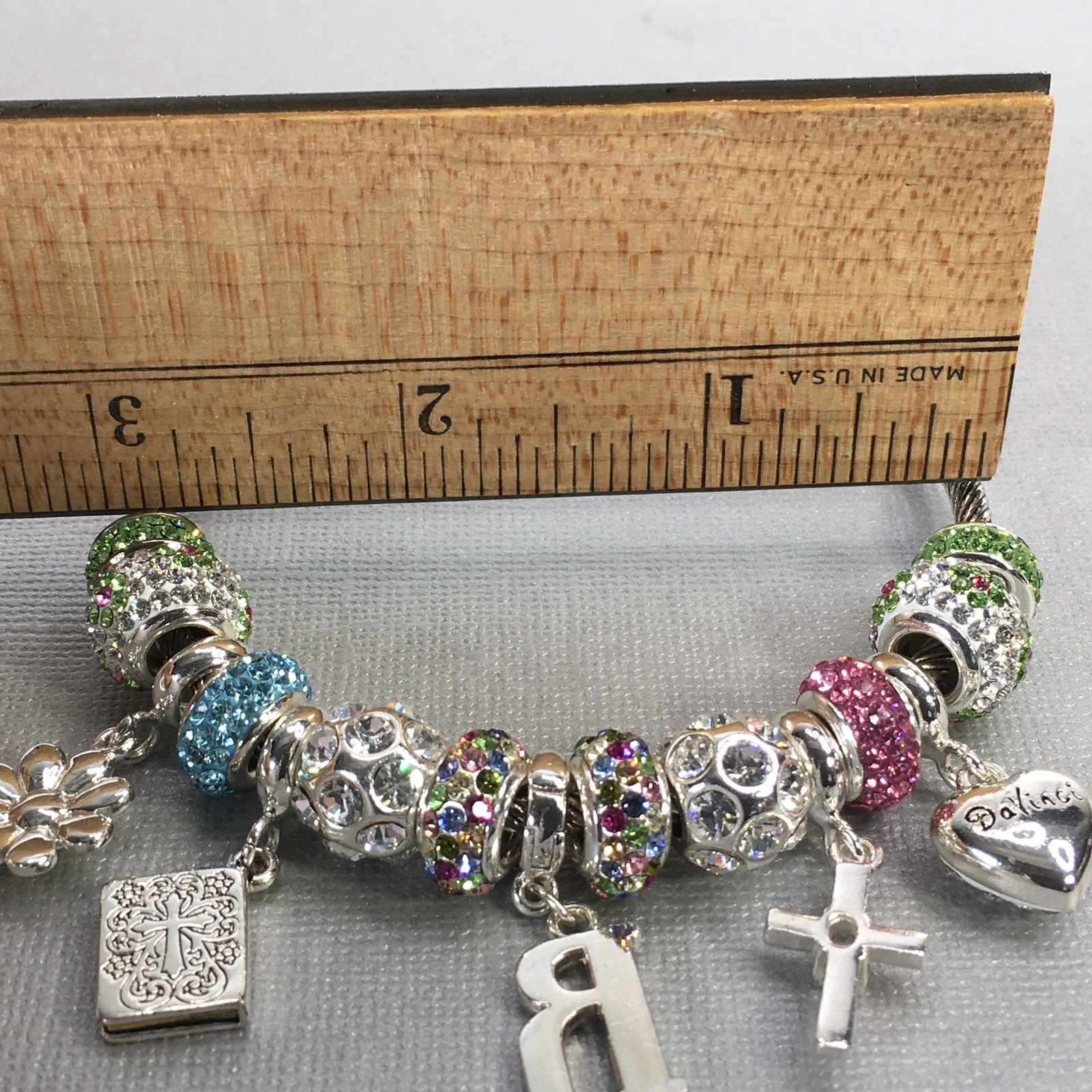 Silver Toned Wire Cable Bangle Bracelet Colorful … - image 14