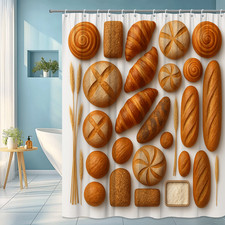 Artisan Bread Shower Curtain - Rustic Kitchen Decor