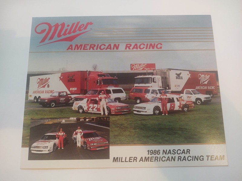 NASCAR Postcard 1986 Miller Racing Buicks #22 Bobby Allison & #8 Bobby Hillin Jr