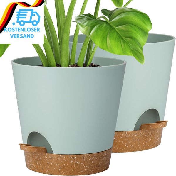 Blumentopf,20.3 Cm Kunststoff Blumentopf Mit BewäSserungssystem,Pflanzentopf 2Er-image