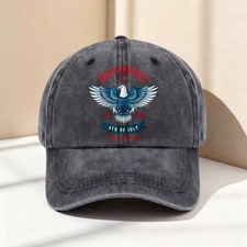 Independence Day 1776 Bald Eagle Washed Baseball Cap, 4th of July Hat