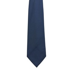 Vintage De Carlo Mens Navy Blue Solid Ribbed Textured Classic Necktie Tie