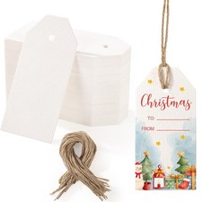 120 Pcs Watercolor Tags with Attached String, Blank Gift Tags Handmade Tags 1...