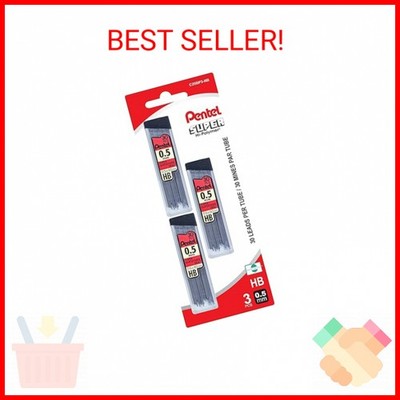 Pentel Super Hi-Polymer Lead Refill (0.5mm) Fine, HB, 30 pieces per Tube, 90 Cou