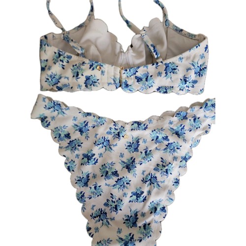 Suite de baño Victoria Secret azul y blanco descarada de dos piezas 36 D grande - Imagen 4 de 6