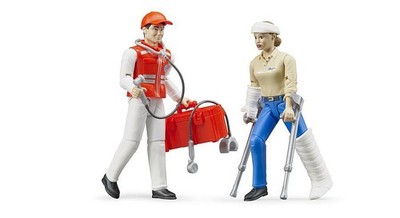 Krankenwagen Figur & Zubehör - Bruder 62710 Maßstab 1:16 Sanitäter NEU