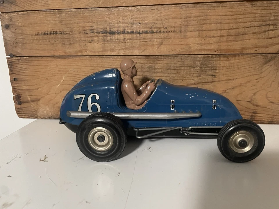 VINTAGE 1940's-50's OHLSSON & RICE BLUE TETHER RACE CAR # 76 No Motor - Image 2 of 4