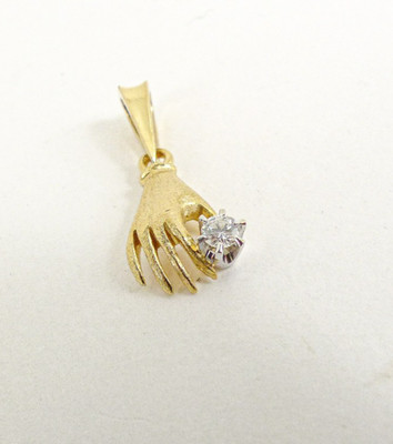 18kt Gold Diamant Anhänger Handschuh gepunzt 1,9gramm mit Geschenkbox