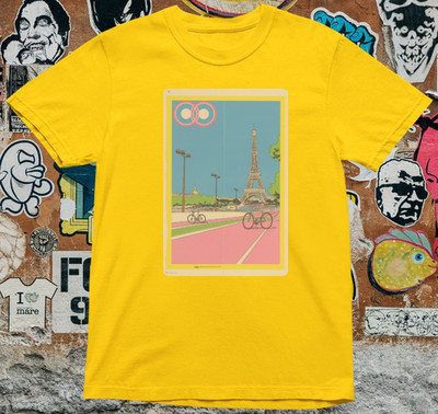 Paris Eiffel Tower Cycling T-Shirt   Retro Travel Poster Style Tee, Vintage Fran