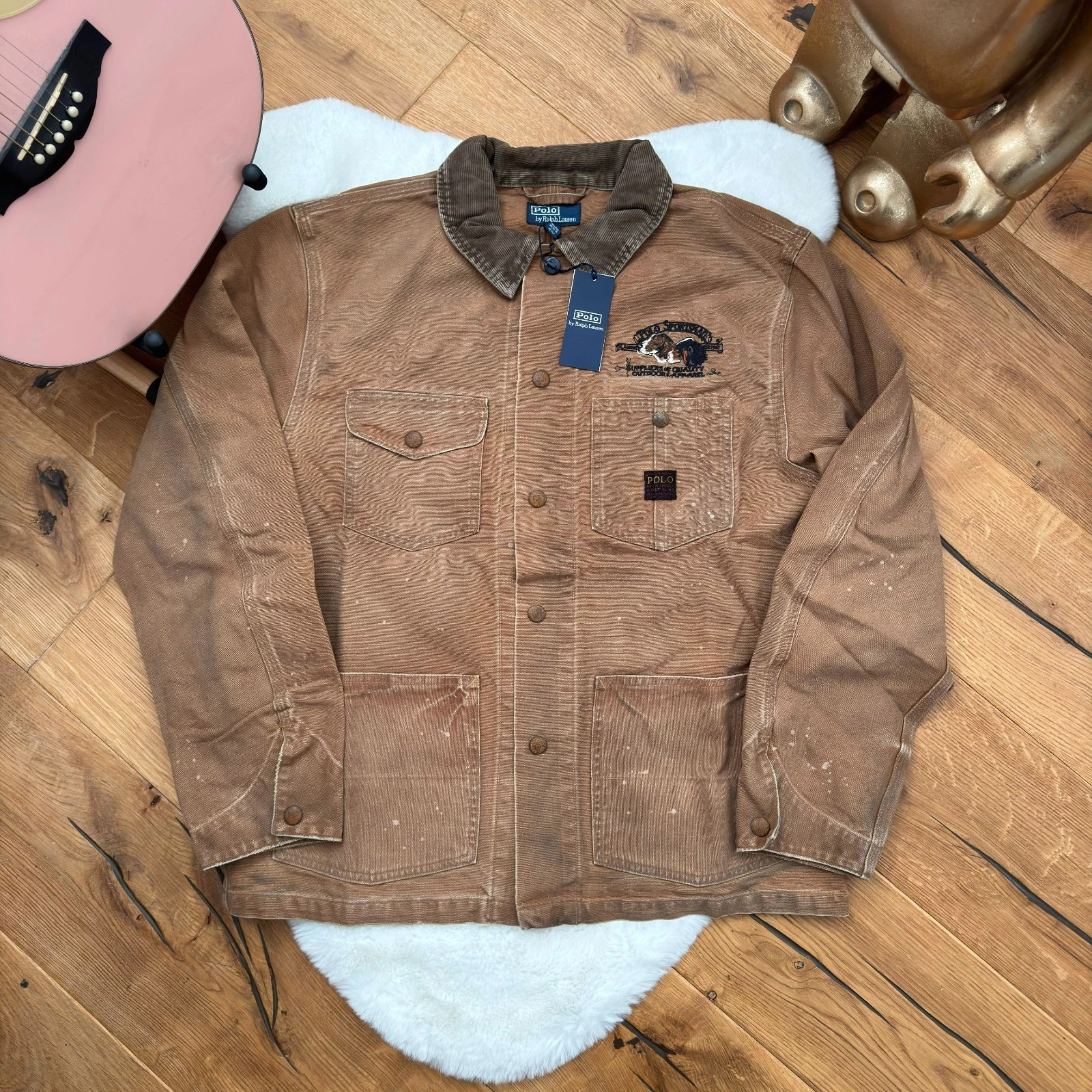 Polo Ralph Lauren Men’s Brown Sportsman Work Utility Dog Jacket Canvas XL Bnwt image 11