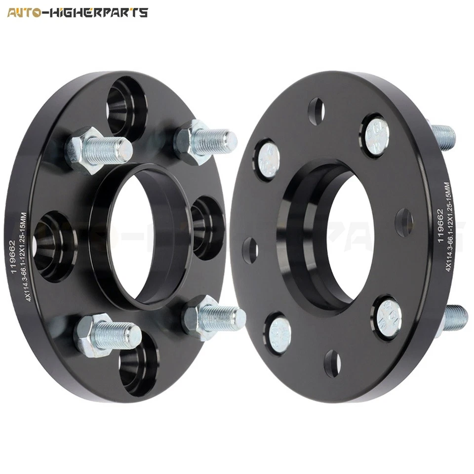 Para Nissan Sentra 240SX 2xespaciadores de rueda negros 4x4,5 4x114,3 12x1,25 15 mm de espesor Foto 2 de 4