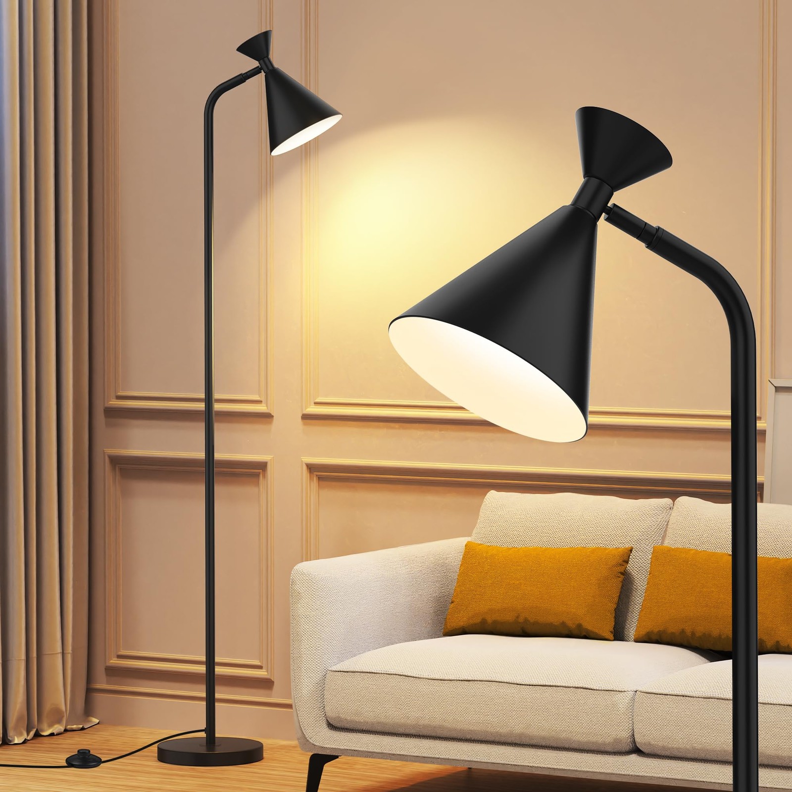 Modern Adjustable Metal Floor Lamp for Living Room with Swivel Heads-image