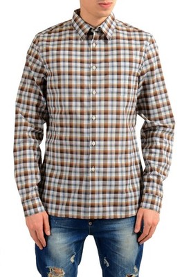Prada Men's Plaid Multi-Color Long Sleeve Dress Shirt Size 15.5 16 16.5