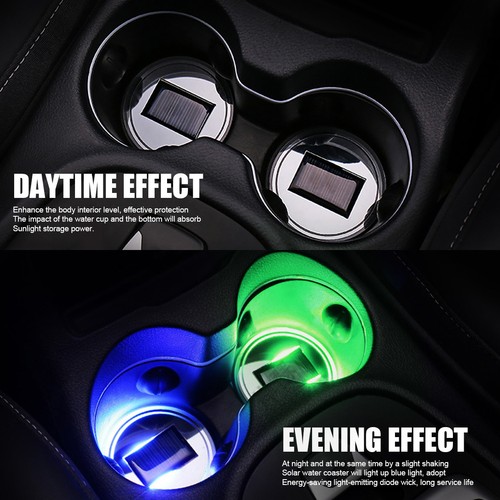 2PCS Colorful Car Cup Holder LED USB Charging Mat Coaster Pad Changing Light NEW - Picture 3 of 12