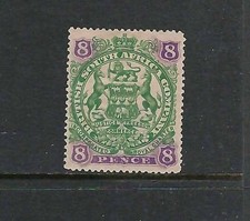 BSAC Rhodesia 1897 8d Green & Mauve on Buff. MH Mint Hinged. CV £45 (2)