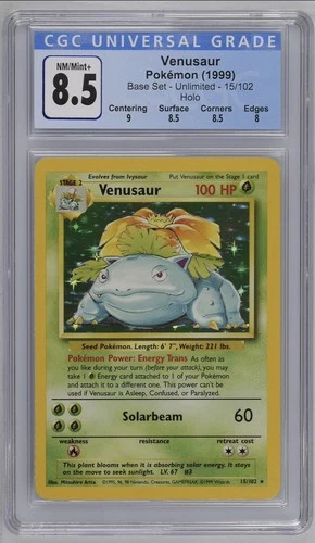 1999 POKEMON BASE SET UNLIMITED VENUSAUR HOLO #15/102 CGC 8.5