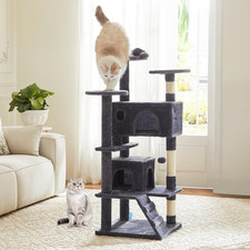 54-Inch Indoor Cat Tree Tower Multi-Level Pet House for Large Cats with 2 Condo