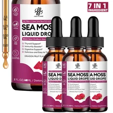 Sea Moss Liquid Drops for Immune System Gut, Skin & Energy w/ Black Seed Oil