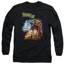 Back To The Future Iii Poster Mens Long Sleeve Shirt Black Officially Licensed