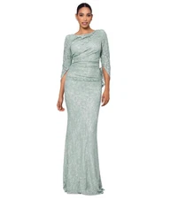 Betsy & Adam Womens Lace Gown Dress