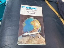 Vintage BOAC British Airways mapa tras na całym świecie 1973 stan doskonały