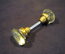 Incredibile coppia antichi pomelli vittoriani rotondi in vetro cristallo primi '900