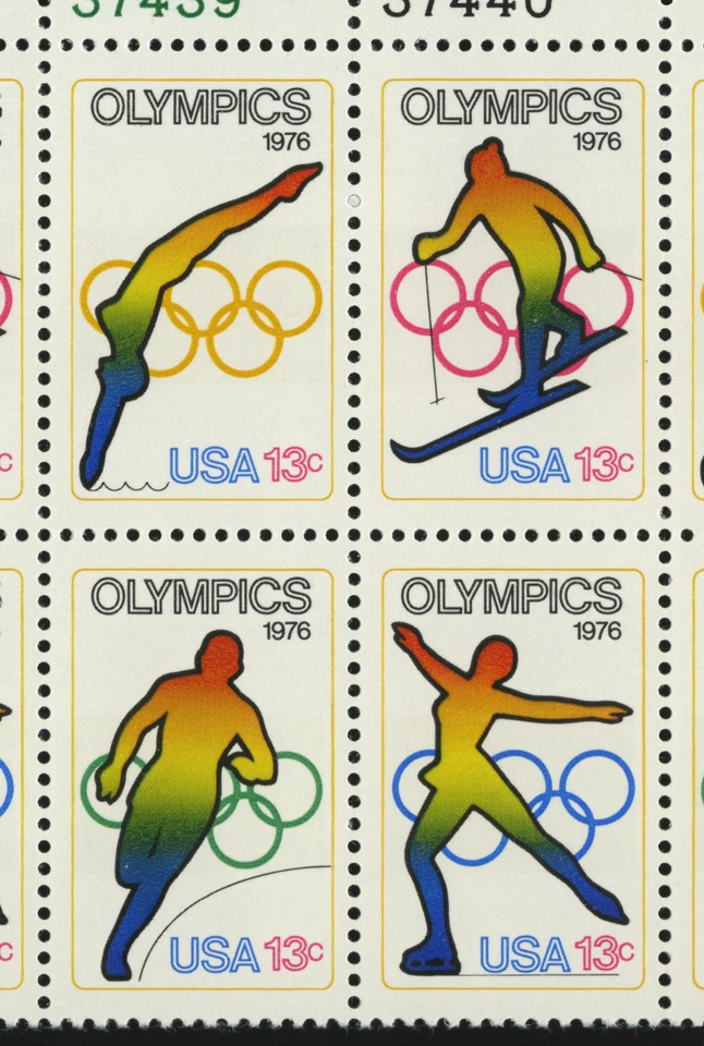 Share  Olympics 1976 USA 13c Stamp Plate Block of 20 (Scott # 1695-1698) MNH - Image 2 of 3