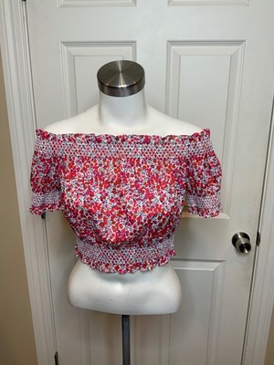 J. Crew White Cherry Blossom Floral Liberty Fabric Crop Top, Size XXS