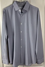 Mizzen Main Men Performance Shirt Size L Geo Leeward Trim Fit USA No Tuck D23