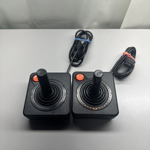 Atari 2600 two (2) original orange trim Original Joysticks ! Working . #3