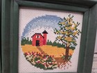 vintage Jiffy stitch barn and church completed cross stitch  — photo 2