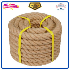 Twisted Manila Rope - 1 Inch x 50 Feet - Thick Hemp Rope - Natural Jute Rope HOT