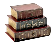 28076 Book Box with Drawers Hidden Storage Trinket Keepsake Decorative Booken...