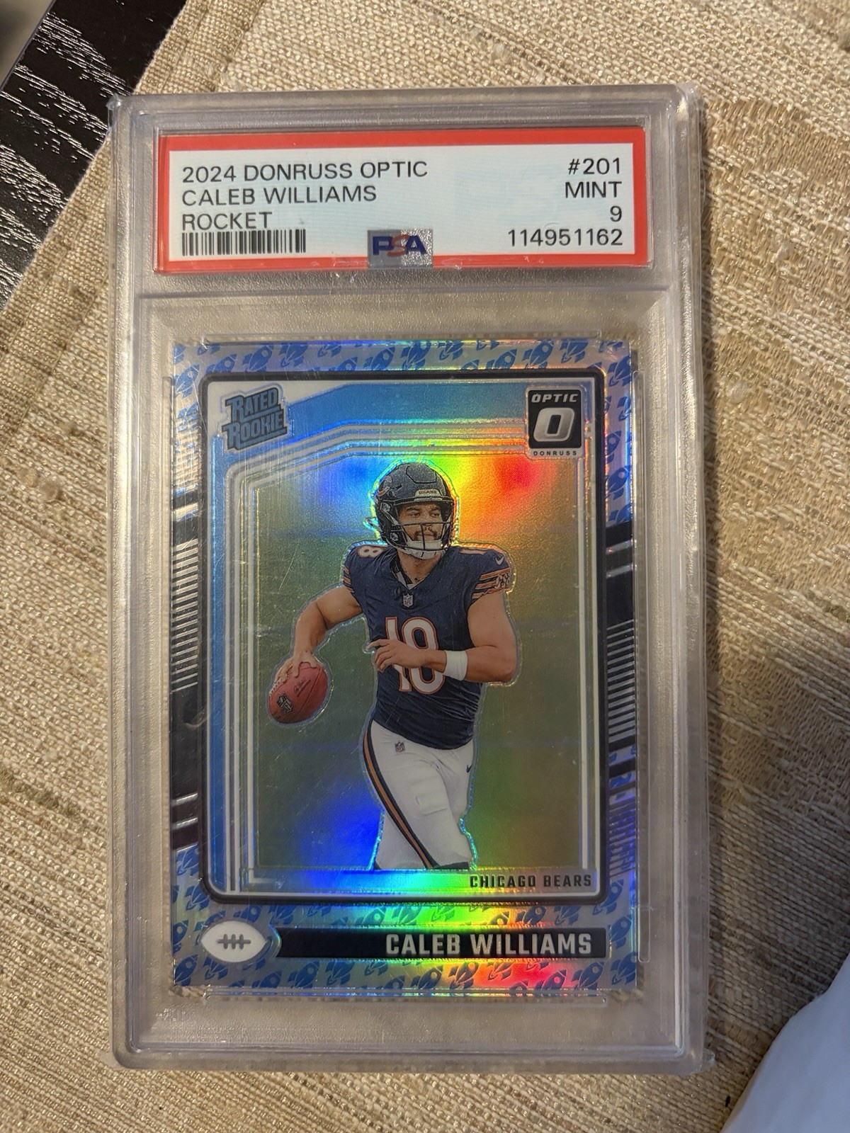 Caleb Williams 2024 Optic Rated Rookie Rocket Emoji PSA 9 Prizm RC #201 BEARS
